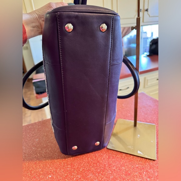 Coach Legacy Leather Purple Zebra Print Candace Carryall Purse Satchel LIKE NEW - Picture 6 of 11